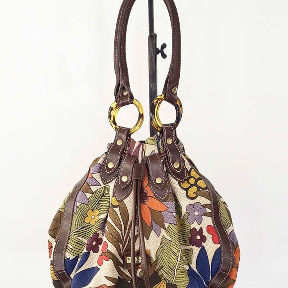RELIC Drawstring Bucket Bag Tortoise Shell Hardware - Picture 1 of 7